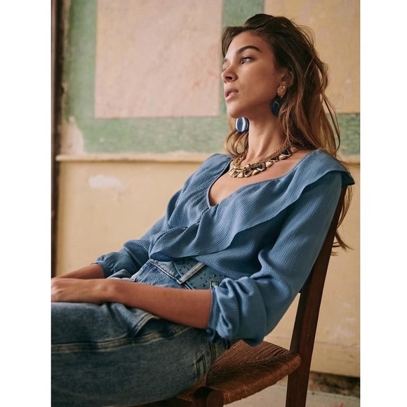 Sezane Priscille Silk Blouse Sz 38 - Picture 3 of 9